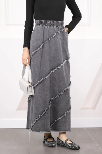 Antrasit Bel Lastikli Cepli Kot Etek