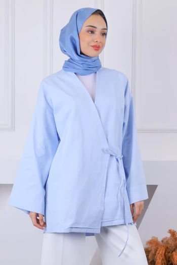 Bebe Mavi Çapraz Bağlamalı Kimono