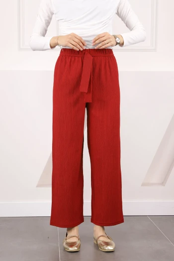 Bordo Bürümcük Bol Paça Pantolon