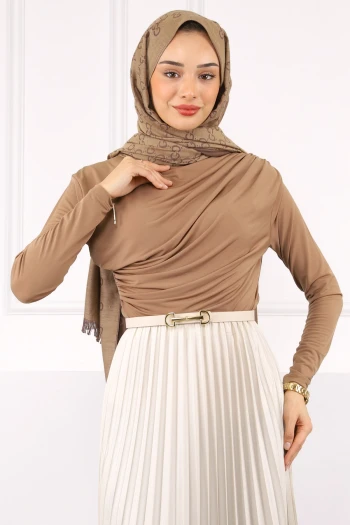 Camel Balıkçı Yaka Drapeli Sandy Bluz