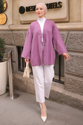 Gül Kurusu Ön Bağlamalı Kimono