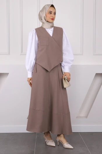 Koyuv Vizon Yelek Etekli Takım