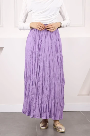 Lila Bel Lastikli Kraş Etek