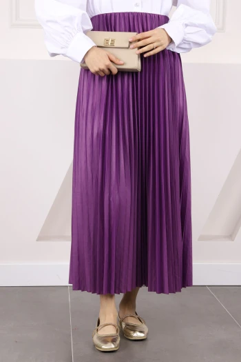 Mor Bel Lastikli Piliseli Etek