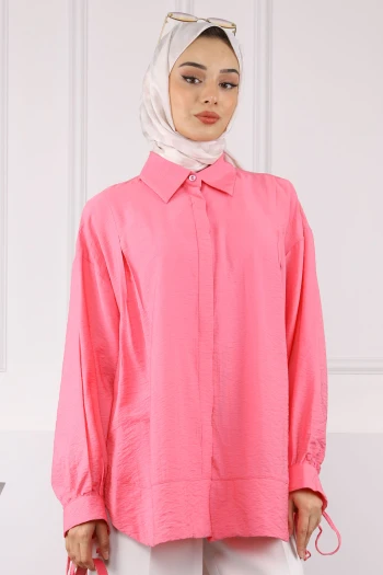 Pembe Kol Bağlamalı Salaş Gömlek