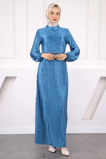 Petrol Mavisi Piliseli Kraş Abiye