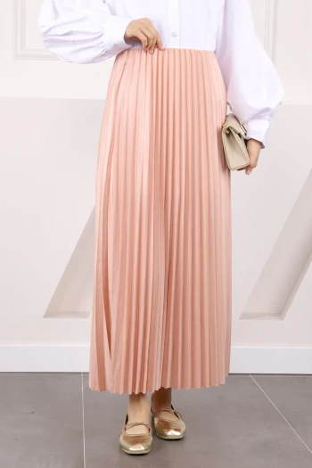 Pudra Bel Lastikli Piliseli Etek