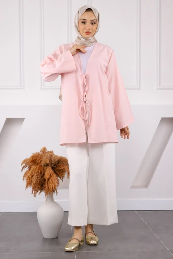 Pudra Ön Bağlamalı Kimono