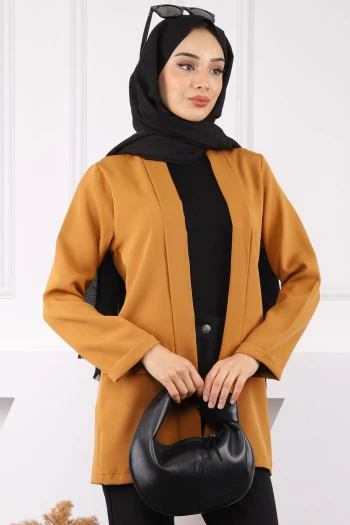 Taba Şal Yaka Krep Ceket