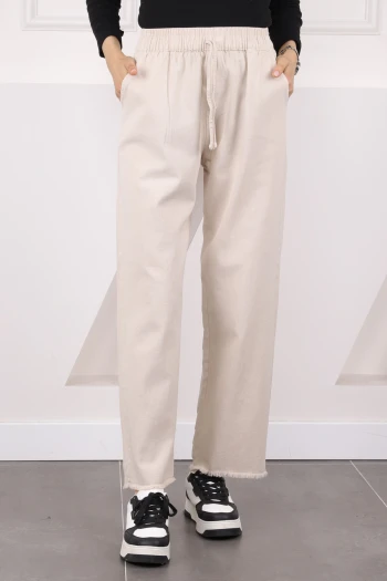 Taş Bel Lastikli Cepli Gabardi Pantolon