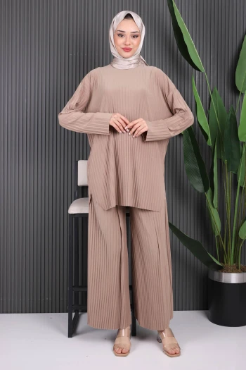 Vizon Piliseli Sandy Tunik Pantolon Takım