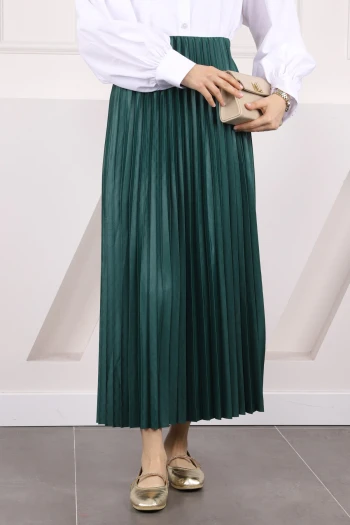 Zümrüt Bel Lastikli Piliseli Etek