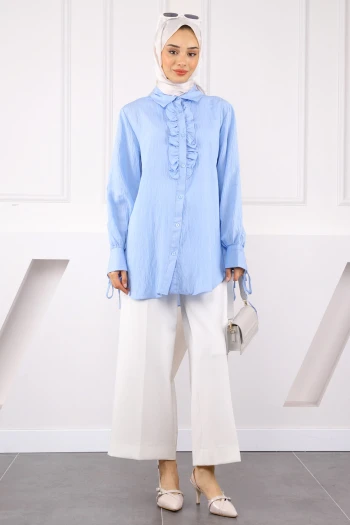 Bebe Mavi Kol Bağlamalı Gömlek