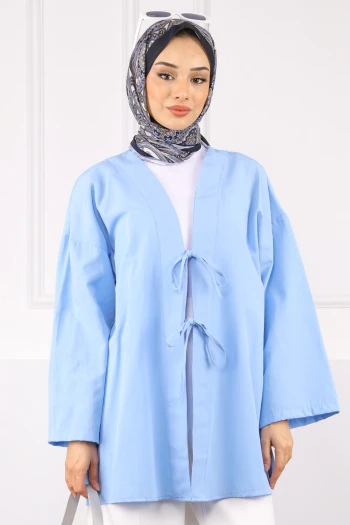 Bebe Mavi Ön Bağlamalı Kimono