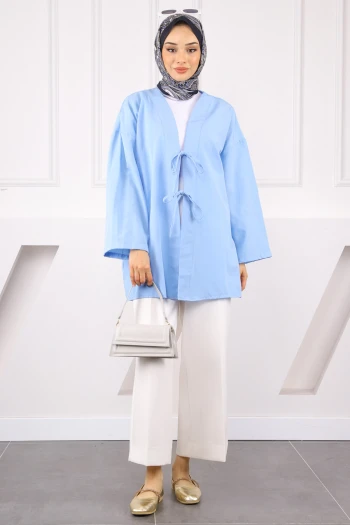 Bebe Mavi Ön Bağlamalı Kimono