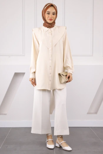 Bej Ön Detaylı Linda Tunik