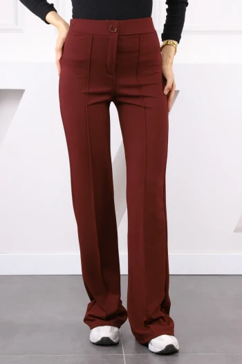 Bordo Çimalı İspanyol Paça Pantolon