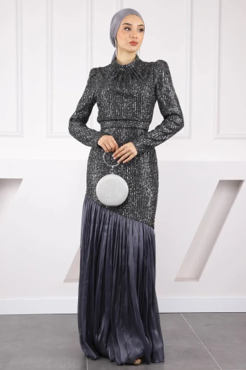 Füme Payetli Eteği Piliseli Abiye