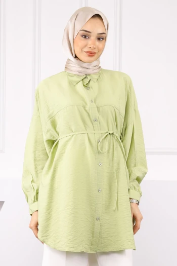 Haki Beli İp Detaylı Tunik