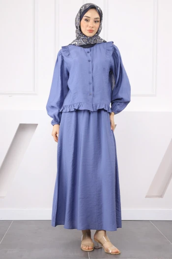 İndigo Gömlek Etekli Takım