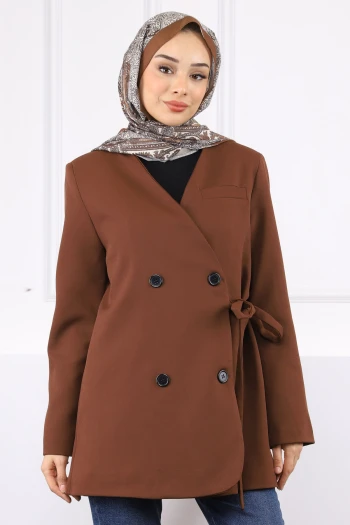Kahverengi Bel Bağlamalı Ceket