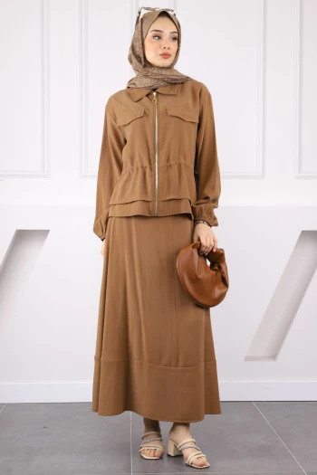 Kahverengi Ceket Etekli Tensel Takım