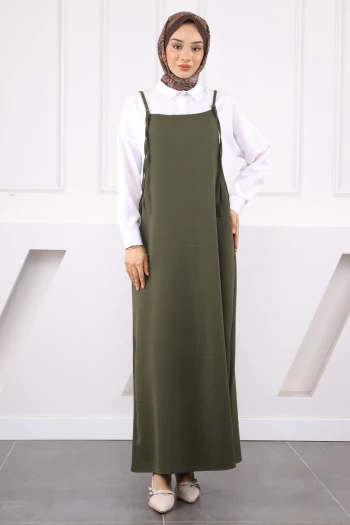 Koyu Haki İp Askılı Jile