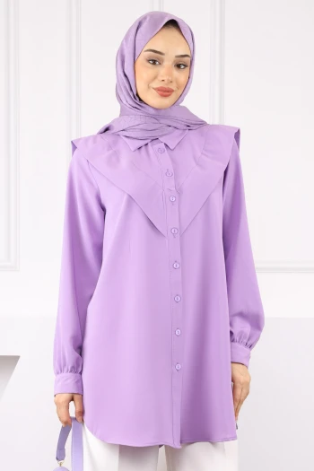 Lila Ön Detaylı Linda Tunik