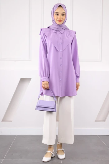 Lila Ön Detaylı Linda Tunik