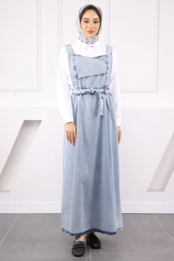 Mavi Bel Kuşaklı Jile