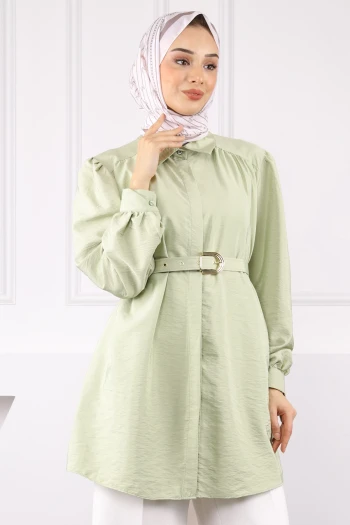 Mint Kemerli Modal Tunik