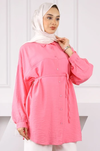 Pembe Beli İp Detaylı Tunik