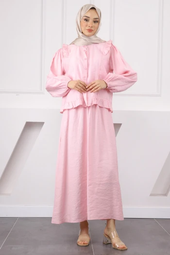 Pembe Gömlek Etekli Takım