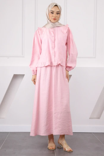 Pembe Gömlek Etekli Takım