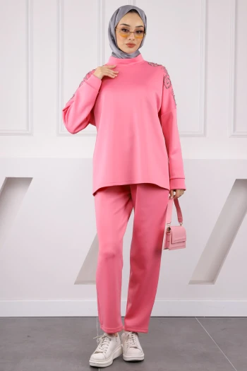 Pembe Omzu Taşlı Scuba Takım