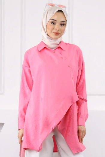 Pembe Yandan Bağlamalı Modal Tunik
