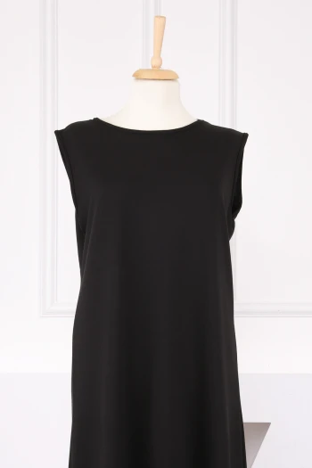 Siyah Bisiklet Yaka Kolsuz İçlik Elbise