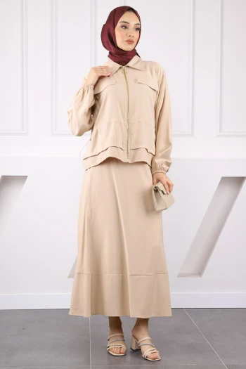 Taş Ceket Etekli Tensel Takım