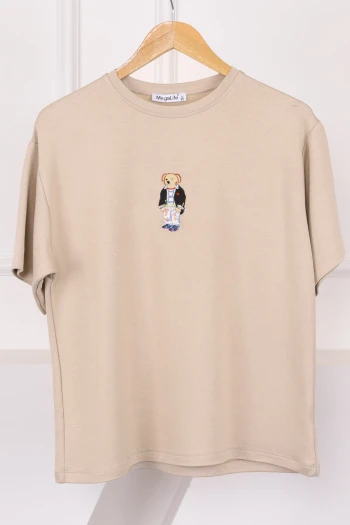 Taş Nakışlı Modal Kısa Kol  T-Shirt