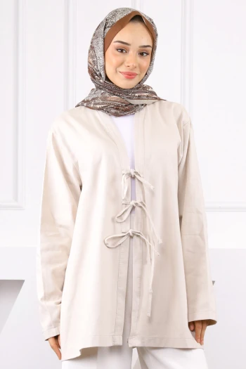 Taş Ön Bağlamalı Kimono