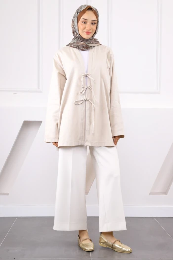 Taş Ön Bağlamalı Kimono