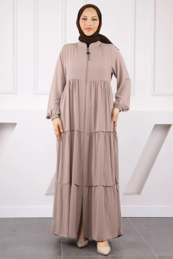 Vizon Kol Lastikli Katlı Ferace