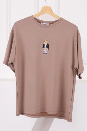 Vizon Nakışlı Modal Kısa Kol  T-Shirt