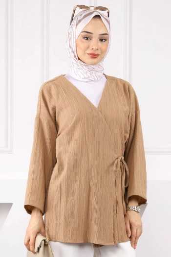 Vizon Yan Bağlamalı Kimono