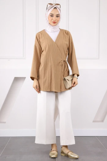 Vizon Yan Bağlamalı Kimono