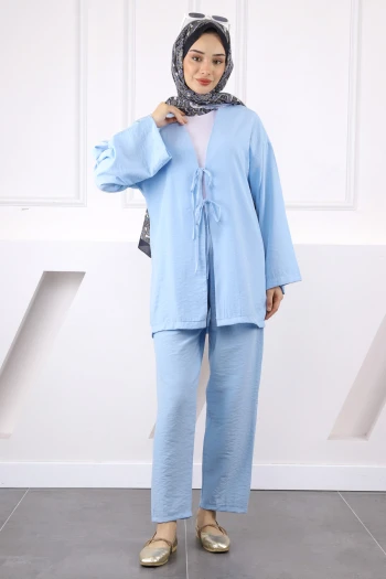 Bebe Mavi Kimono Pantolonlu Modal Takım