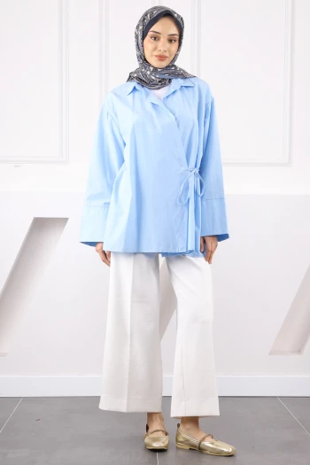 Bebe Mavi Yandan Bağlamalı Kimono