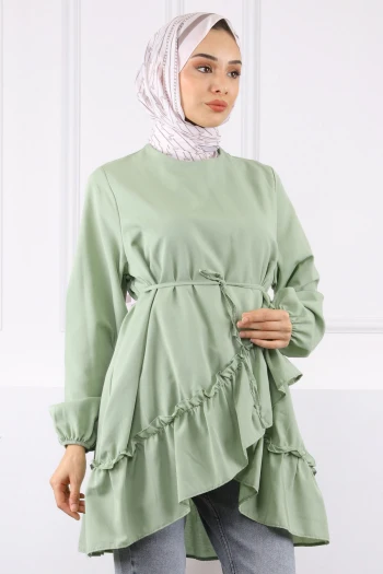 Çağla Eteği Katlı Fırfırlı Tunik