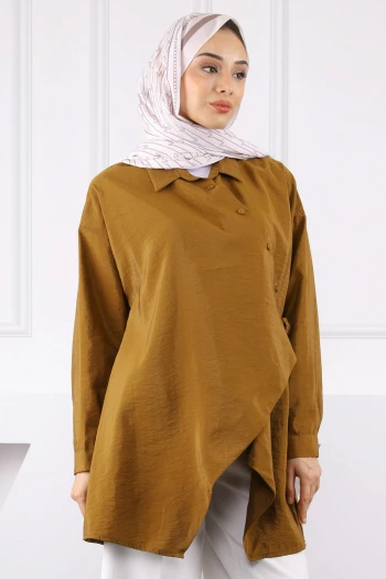 Camel Yandan Bağlamalı Modal Tunik