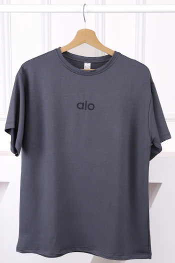 Füme Nakışlı Kısa Kol Modal T-Shirt